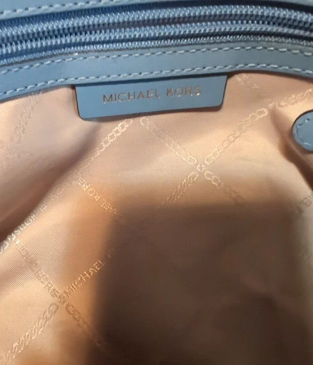 Michael Kors Light Blue Studded Shoulder Bag with MK Charm
